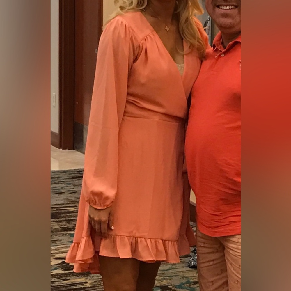 Coral Ruffle Wrap Dress
